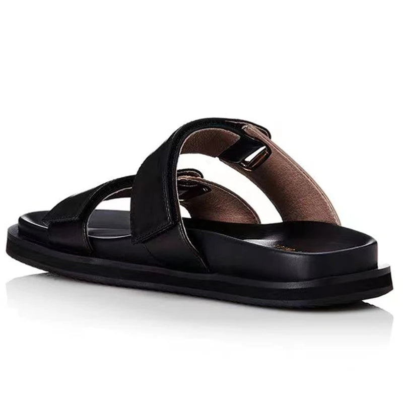 نعال نسائية صيفية من الجلد الطبيعي من ALIAS MAE، مسطحة، مريحة، بسيطة، متعددة الاستخدامات