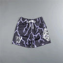 شورت رياضي رجالي شبكي صيفي لكرة السلة واللياقة البدنية والجري شورت قصير مطبوع عليه طباعة ثلاثية الأبعاد بنمط البرق شورت برمودا رجالي