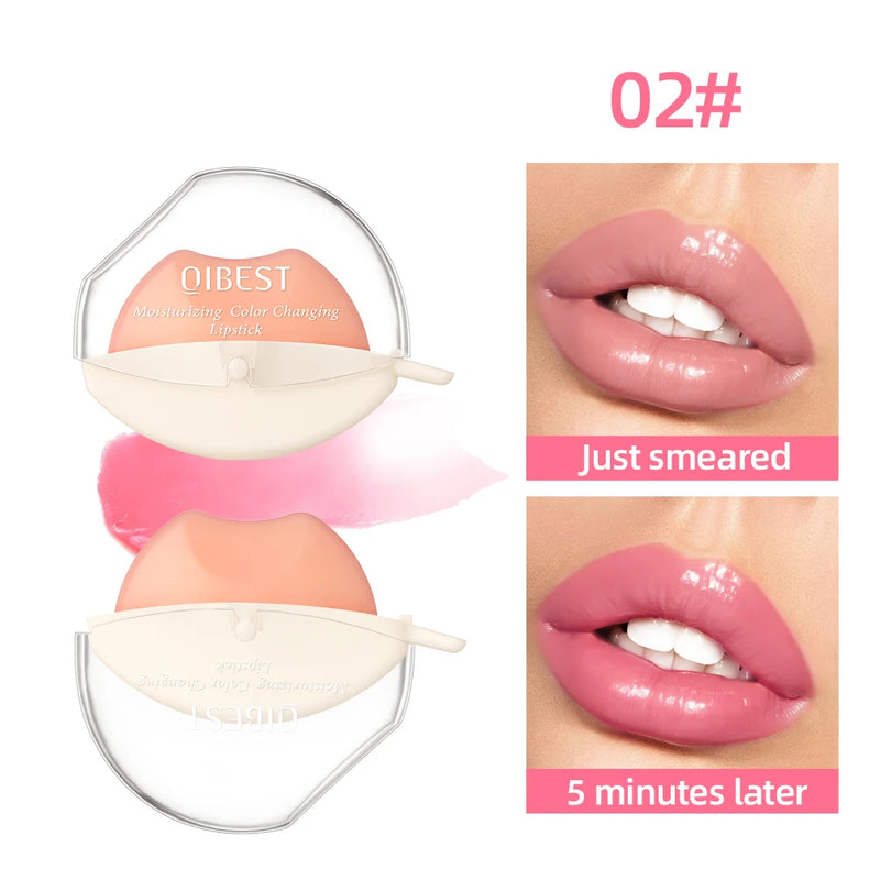 QIBEST Lip-Shaped Lipstick Moisturizing Long Lasting Color Changing Lipstick Makeup Peach Lazy Lipstick Lip Stain Tint Cosmetics