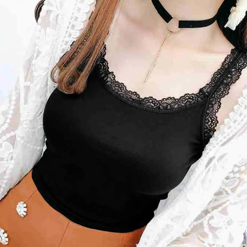 Summer Camisole Women Vest Elegant Lace Trimmed Women's Tank Tops for Summer Slim Fit Sleeveless Camisole Vest with for Ladies