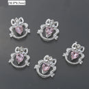 10Pcs Pink Metal Gem Zircon Nail Art Charm 3D Luxurious Heart Ribbon Cross Starlight Nail Decoration DIY Zircon Nail Accessories