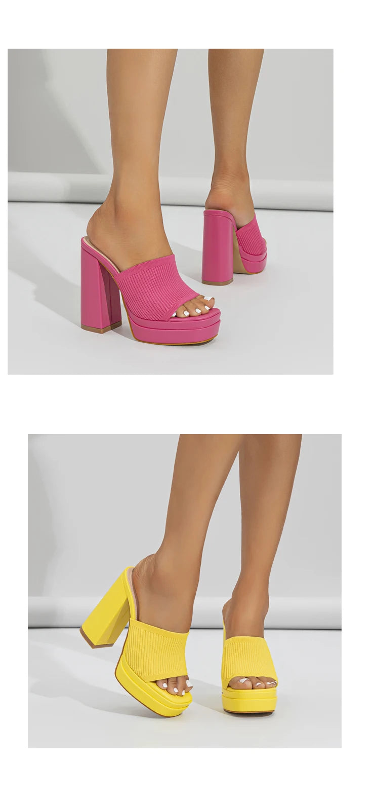 Aneikeh Sexy Knitted Woolen Chunky Platform Sandal Heels Women's Peep Toe High Heel Summer Nude Party Dress Mules Sandals Shoes