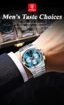 POEDAGAR Luxury Man Quartz Watch Waterproof Luminous Date Chronograph Watches For Men Stainless Steel Fashion Men's Watch Reloj