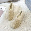 New Luxury Lambwool Moccasins Winter Cotton Shoes Women Warm Plush Loafers Comfy Curly Sheep Fur Flats Woman Large Size