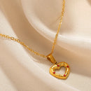 Love Heart Stainless Steel Necklace for Woman Gold Color Zircon Fashion Pendant Chain Jewelry collares para mujer
