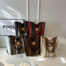 Casual Striped Canvas Zipper Large Capacity Shoulder Bags 2025 High Quality Sense of Luxury Color Matching Handbags for Women