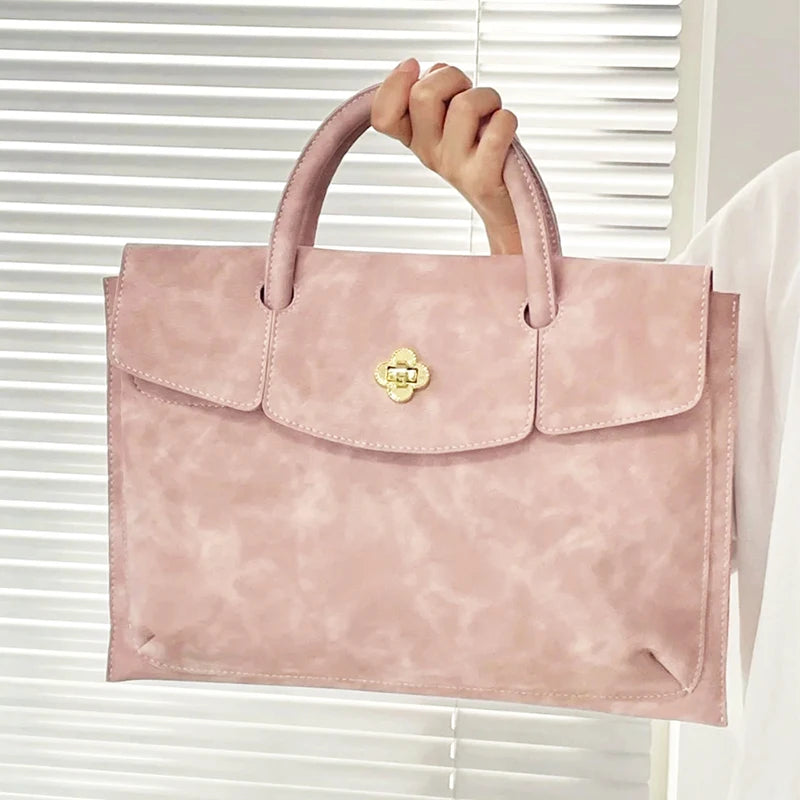 Luxury Design Fashion Woman Laptop Bag PU Leather Business Office Lady Briefcase Vintage Student Large Capacity Daily Tote Bag