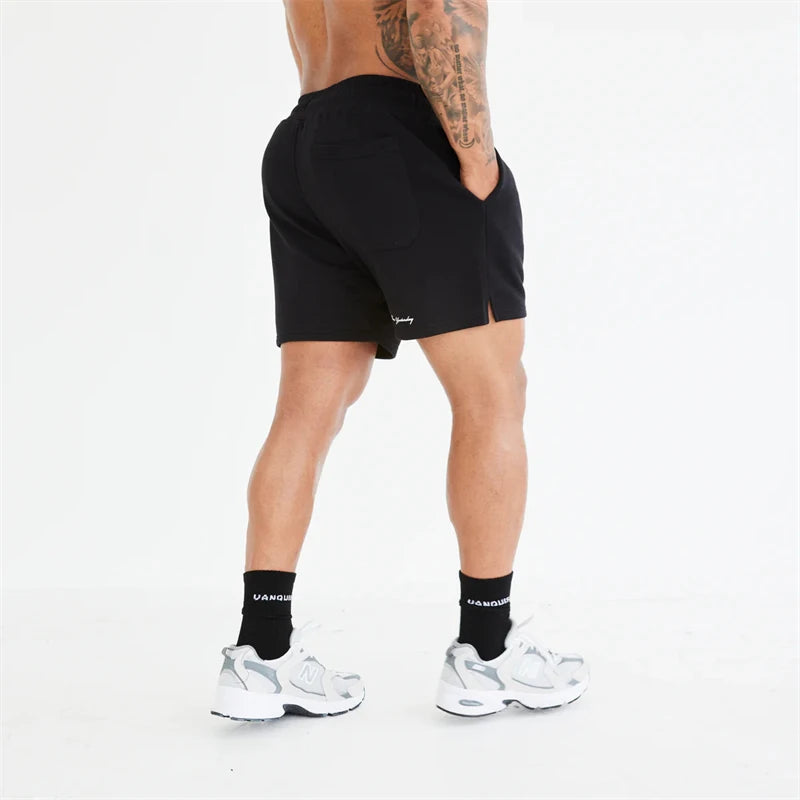 2024 New cotton black men's shorts Streetwear casual five-cent pants Jogger gym fitness exercise fashion sweatpants