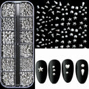 1000Pcs Gold Star Moon Glitter Nail Charms Metal Tips Slice Rivet DIY 3D FlatBack Nail Art Decorations Nails Jewelry Accessories