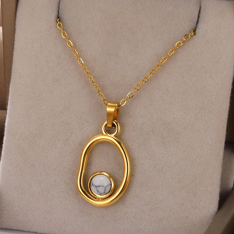 Love Heart Stainless Steel Necklace for Woman Gold Color Zircon Fashion Pendant Chain Jewelry collares para mujer