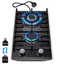 TopStrong 2 Burner Ceramic Glass Built-in Stove Natural Gas Propane Gas hob EUGCT-B02