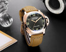 Automatic Watches for Men Mechanical Genuine Brown Leather Yellow Green Military 44mm Luxury Rose Gold Reloj Hombre Baratos