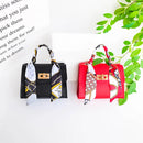 Silk Band Bow Lock Small Square Bag PU Leather Chain Handbag Crossbody Bags