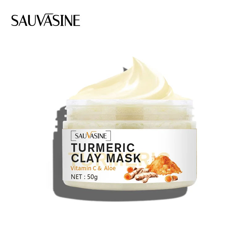 Mascarilla de barro de cúrcuma, purificación facial, limpieza profunda, aclaración, control de grasa, belleza, antiacné, cuidado de la piel.