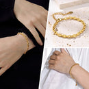 Simple Chain Bracelet for Women, 18k Gold Plated  Stainless Steel Link Adjustable