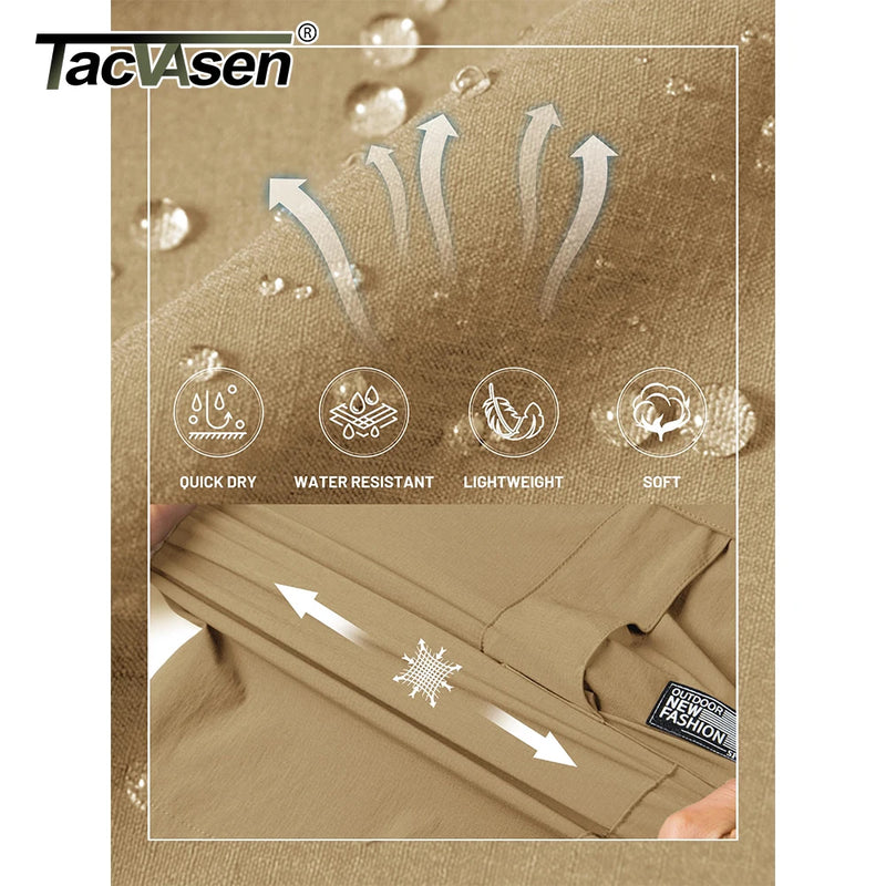 TACVASEN Men's Quick Dry 3/4 Capri Pants Casual Summer Lightweight Hiking Shorts Outdoor Fishing Multiple Pockets Cargo Pants