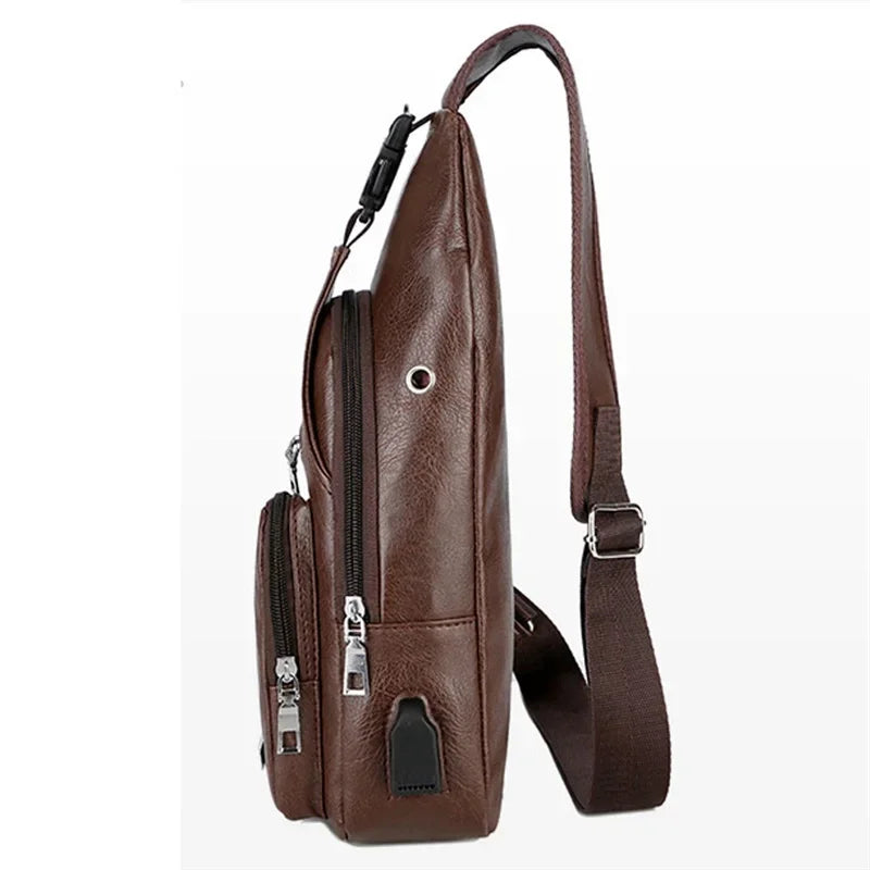 Men's Crossbody Bags Men's USB Chest Bag Designer Messenger Bag Leather Shoulder Bags Diagonal Package 2023 New Back Pack Travel