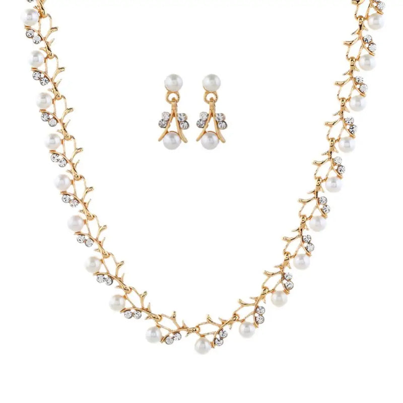 Collar Pendientes Regalo Elegante Pulsera de Perlas de Imitación con Diamantes de Imitación Joyería Nupcial Regalo
