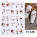 Shiny Maple Geometry Autumn Nail Art Stickers Laser Sector Fall Leaves Decals Cute Squirrel Slider Manicure Decorations CHCJ-076