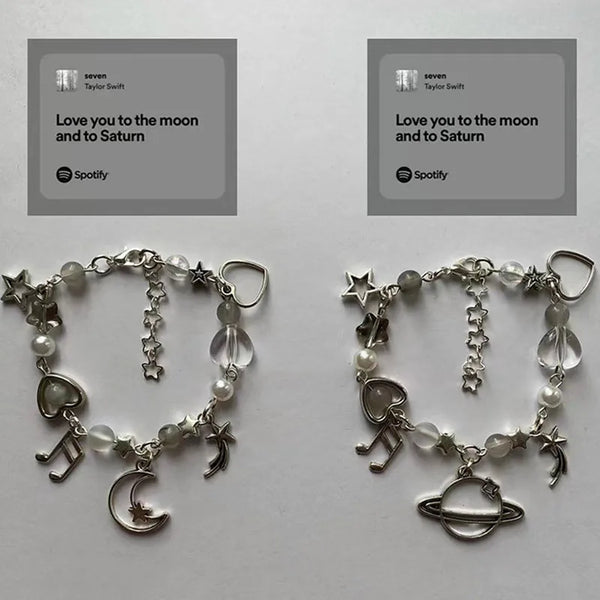 Love you to the moon and to Saturn matching bracelet