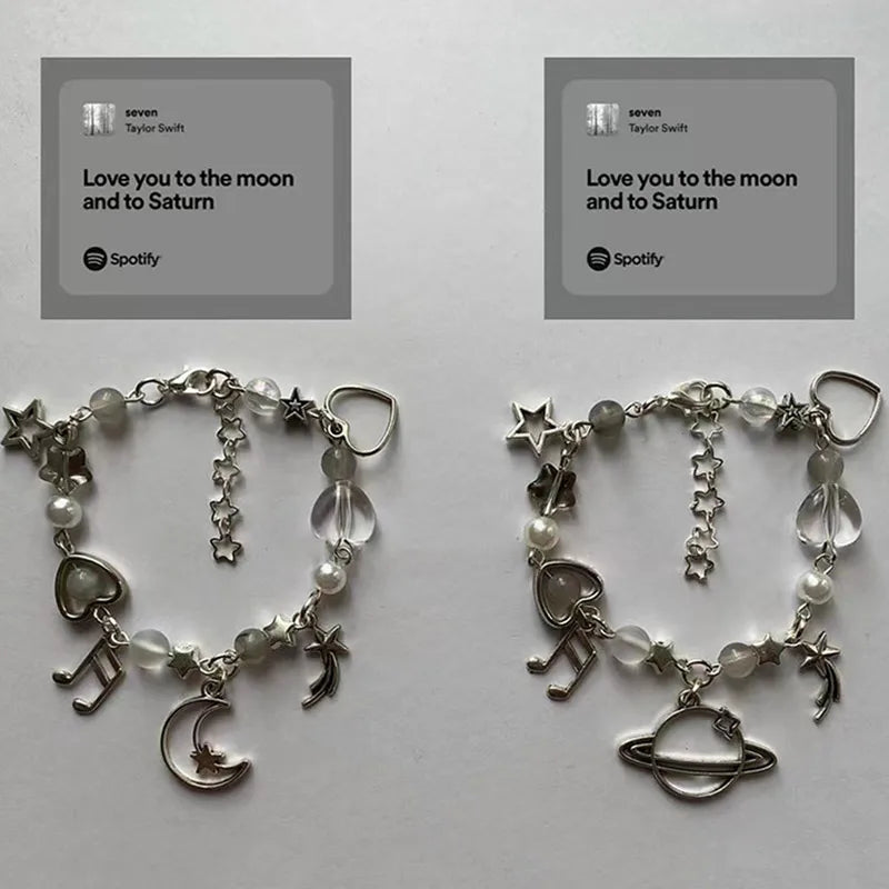 Love you to the moon and to Saturn matching bracelet