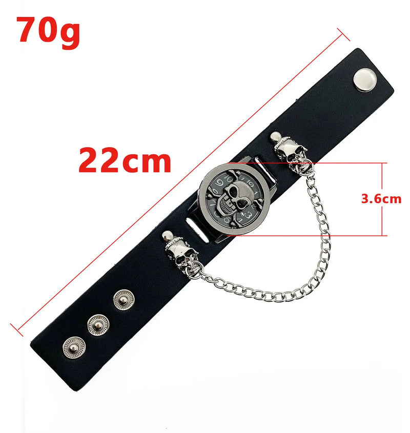Classic Flip Design Punk Skull Men's Wrist Watch Stainless Skull Chain Elements Cool Fashion for Cosplay Lovers Watches