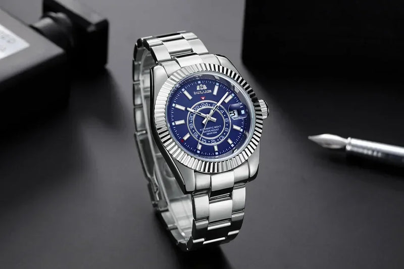 Automatic Watch for Men Mechanical Movement Stainless Steel Rose Gold Blue Luxury Sky 40mm Reloj Hombre Baratos