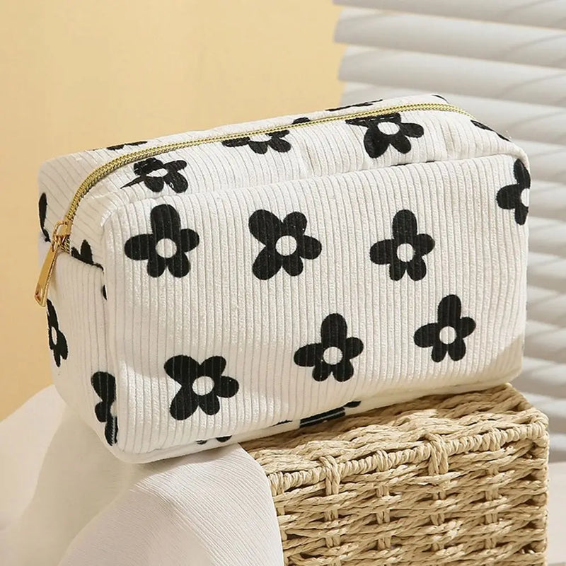 Makeup Brush Skincare Corduroy Makeup Bag Fashion Printed Large Capacity Cosmetic Bags Travel Toiletry Organizer Bag for Women