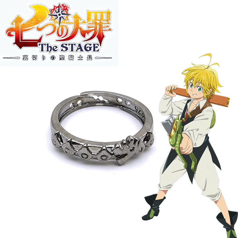 Anime The Seven Deadly Sins Ring Meliodas Dragon's Sin of Wrath Cosplay Unisex Adjustable Ring for Men Jewelry Accessories Prop