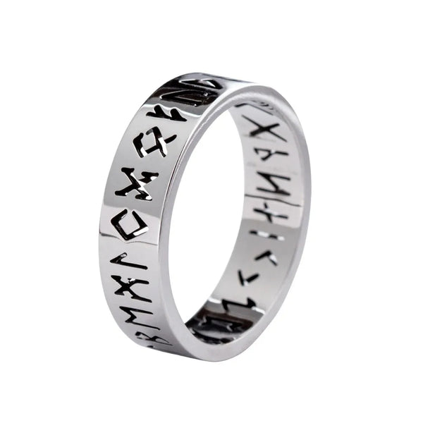 New Fashion Vintage Trend 6 Mm Odin Nordic Viking Amulet Rune Ring Men's Text Ring Wedding Trend Valentine's Day Gift Jewelry