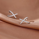925 Pure Silver Needle Cross Earrings Women's 2024 New High Quality Zircon Earrings Girl Ear Rings Jewelry Earrings for Women