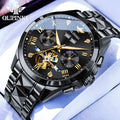 OUPINKE 3240 Automatic Watches Men 44mm Large Dial Tungsten Steel Strap Skeleton Flywheel Mechanical Watch for Men Luxury Watch