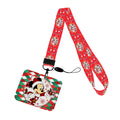 Christmas Design Disney Mickey Mouse Cute Cartoon Badge Holder ID Card Bus Card Holder Lanyard for Accessories Xmas Gifts