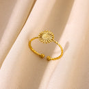 Lucky Cross Stainless Steel Rings For Women Men Fashion Gold Color Sun Butterfly Geometry Ring Punk Jewelry Christmas Anillos