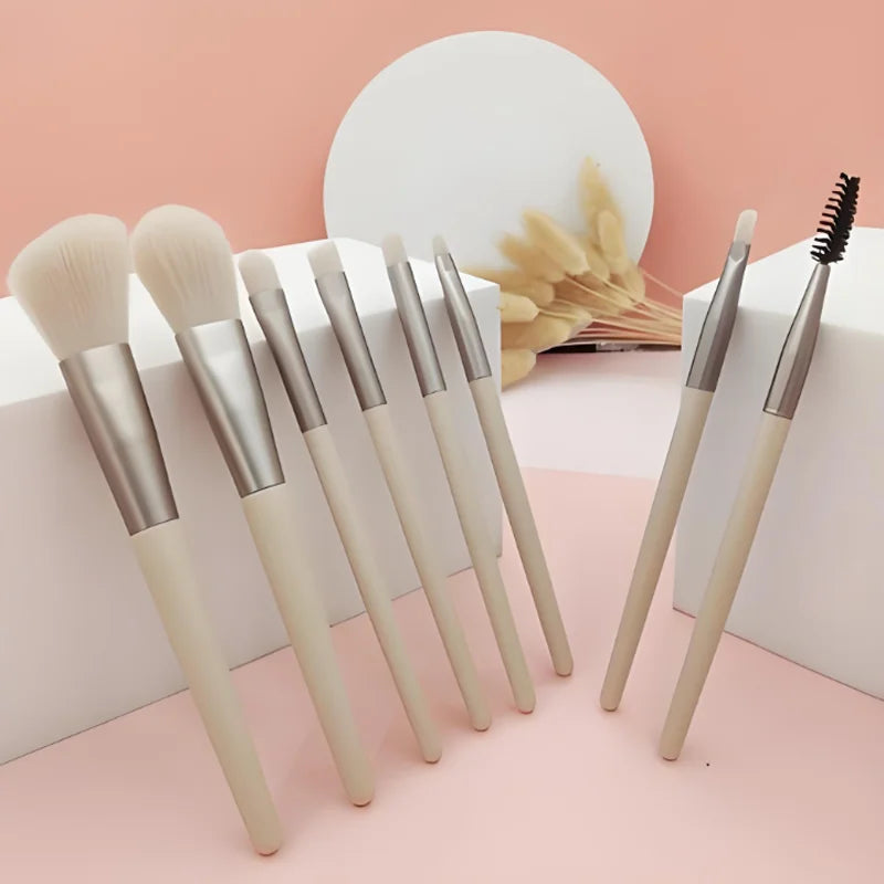 Mini 8-piece portable makeup brush set - soft hair, travel friendly, concealer, powder, eye cosmetics tools, compact design, eas
