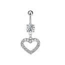 14G Stainless Steel Heart Dangled Belly Button Rings Belly Piercing Nombril for Women Girls Pink Zircon Crystal Sexy Navel Ring
