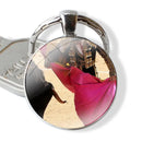 Bullfighting Spanish Bullfight Pattern 25mm Glass Cabohcon Keychain Key Rings for Women Men Jewelry Gift