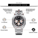 MINI FOCUS 0601 Multifunctional Unique design Quartz Watch for Men Calendar Luminous Stainless Steel Strap Bull Head Mens Watch