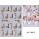 Red Wing Heart Nail Stickers 3D Glitter Stars Moon Lines Foil Metallic Manicure Valentines Decal Slider Manicure Decoration Tips