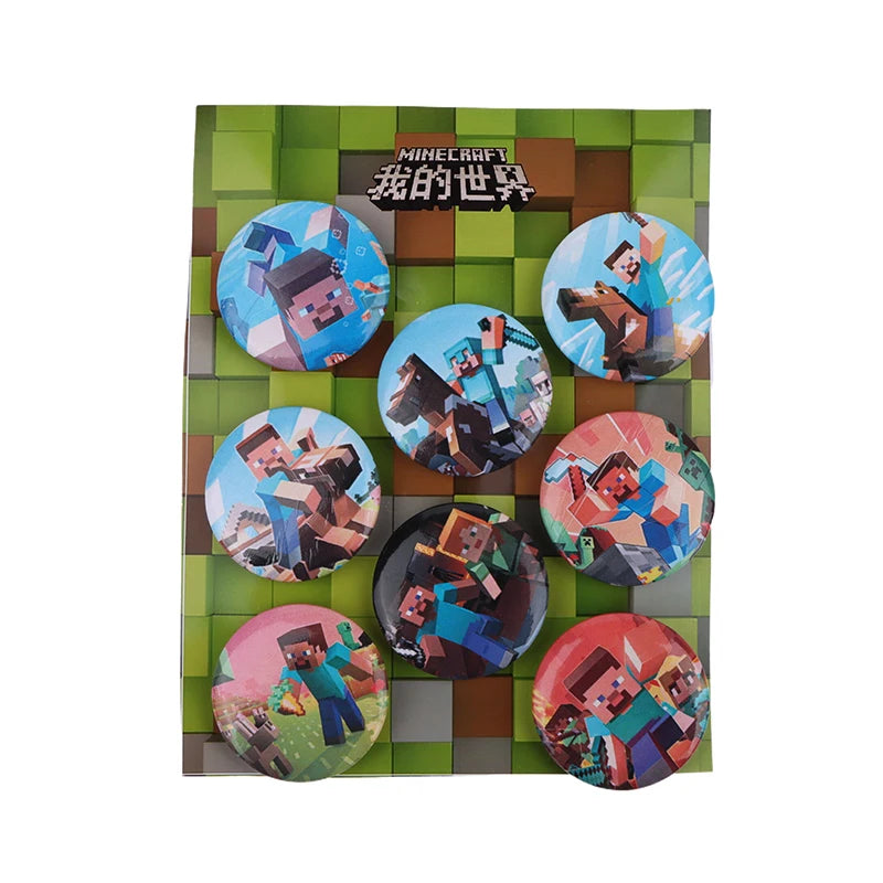 8 Pcs/Set Anime Tinning Tinplate Brooch Sanrio Backpack Badge Souvenir Clothing Gift For Friends