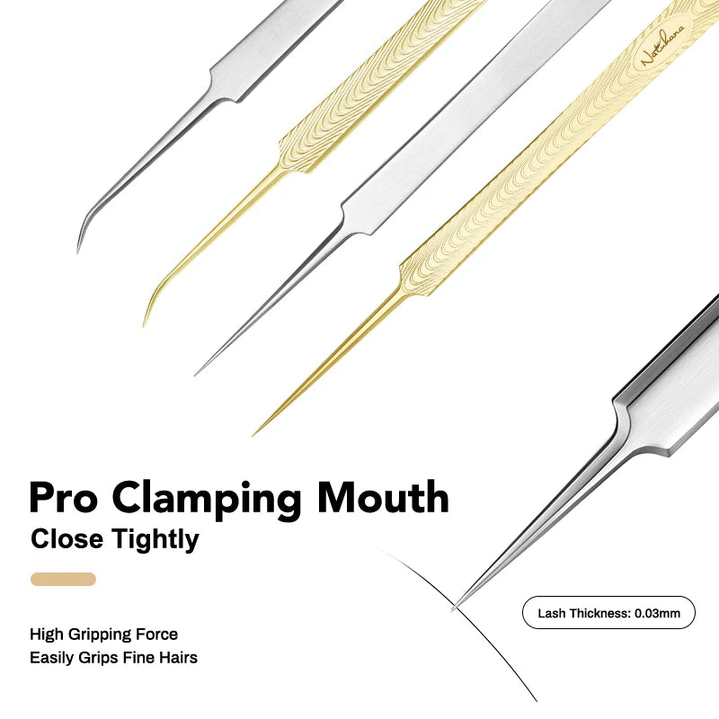 NATUHANA Anti-static Straight Eyelash Extension Tweezers Industrial Precision Curved Straight Lash Eyebrow Tweezers Makeup Tools