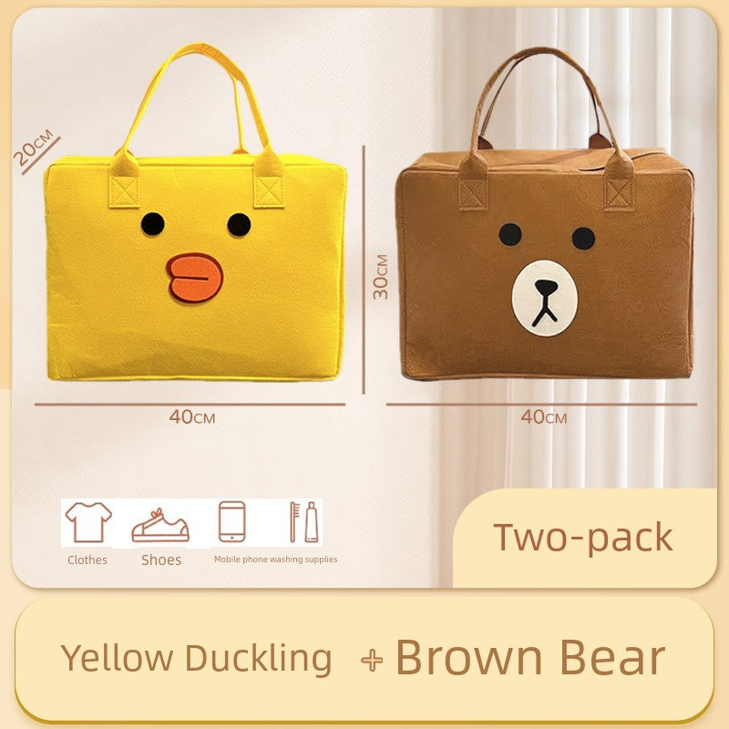 Cartoon Bag Travel Bag Storage Hand Bag Large Capacity Kids Luggage Bag Trolley Case Luggage Bag Felt Bag Lightweight