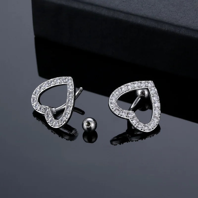 14G Stainless Steel Heart Dangled Belly Button Rings Belly Piercing Nombril for Women Girls Pink Zircon Crystal Sexy Navel Ring