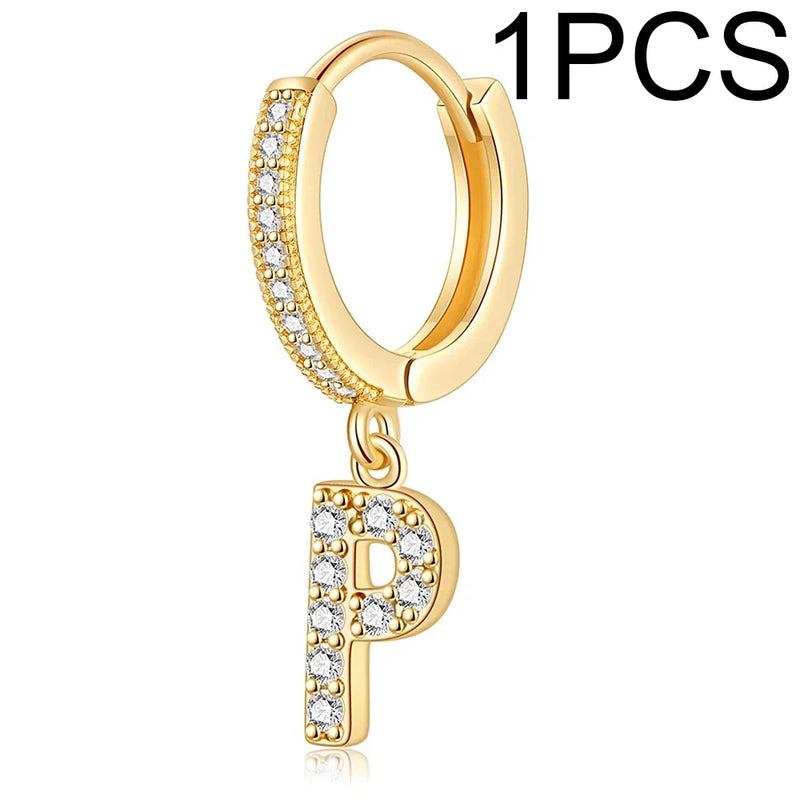 A-Z Letters Initial pendant earrings Hoop Earrings men Golden Color Jewelry Earring Aretes Alphabet name earrings women 1pcs