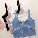 HELIAR Women Lace Bowknot Tops Female Plain Straps Tank Tops Streetwear Camisole Cute Crop Tops For Women 2023 Summer