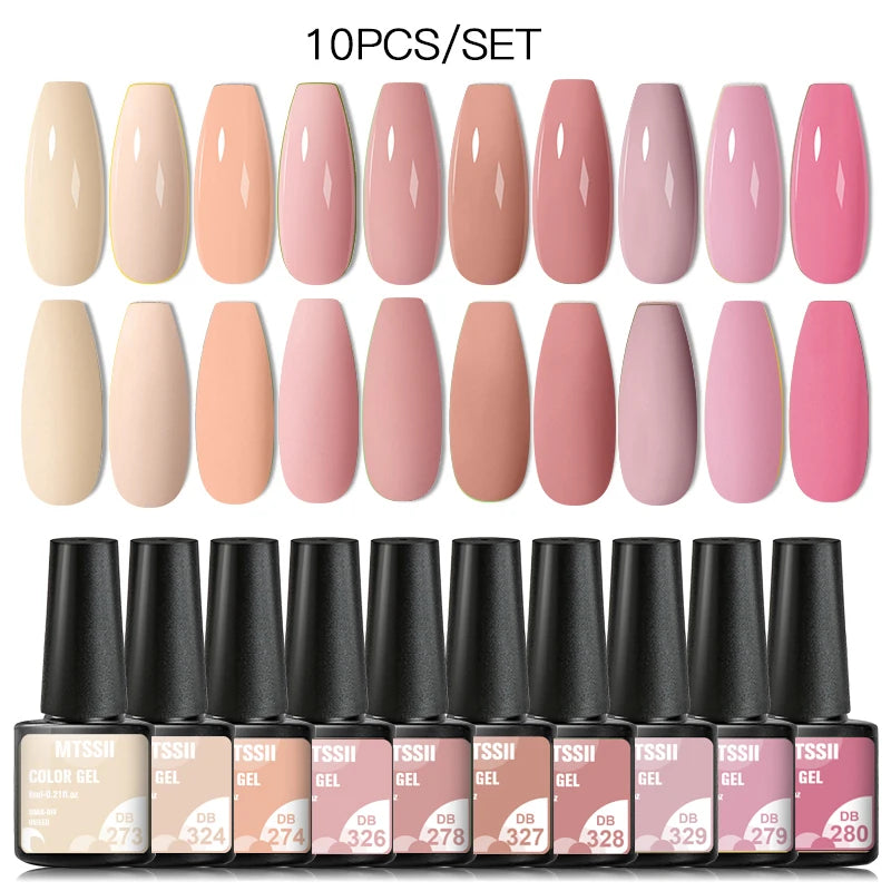 Mtssii 10PCS Reflective Gel Nail Polish Set Fluorescent Glitter Semi Permanent Hybrid Gel Varnish Soak Off UV Lamp For Manicure