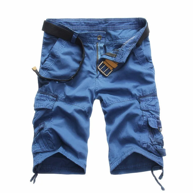 Summer New Men Cool Camouflage Cargo Shorts Straight Casual Pants Mens Multi-Pocket Loose Five-Point Short Pant Brand Streetwear