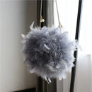 Luxury Women Ostrich Feather Evening Bags Female Party Wedding Dress Shoulder Clutch Fairy Pearl Chain Handbag Purses