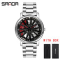 Hot Sell Fashion Men Quartz WristWatch Creative 360 Degree Rotating Car Wheel Quartz Watch Leather Waterproof Rim Hub Clock Men