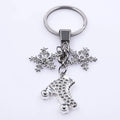 Punk Rainbow Figure Skating Snowflake Keychain for Jewelry Accessories Metal Keyrings Bag Car Key Alloy Pendant Trendy Trinket